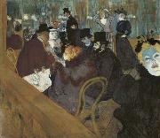toulouse-lautrec, Self portrait in the crowd, at the Moulin Rouge
